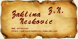 Žaklina Nešković vizit kartica